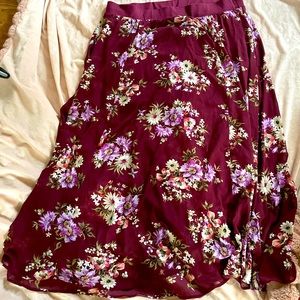 Torrid Burgundy Floral Maxi Skirt with Shorts